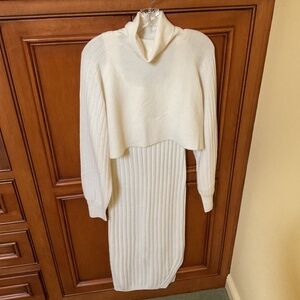 All Saints Margot layered 2 piece wool and alpaca sweater dress MEDIUM